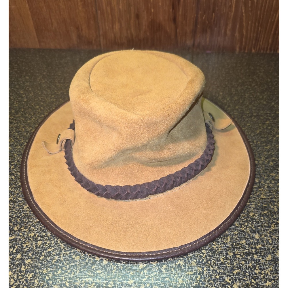 The Yukon Hat Minnetonka Genuine Leather Brown Outback Western Hat Medium